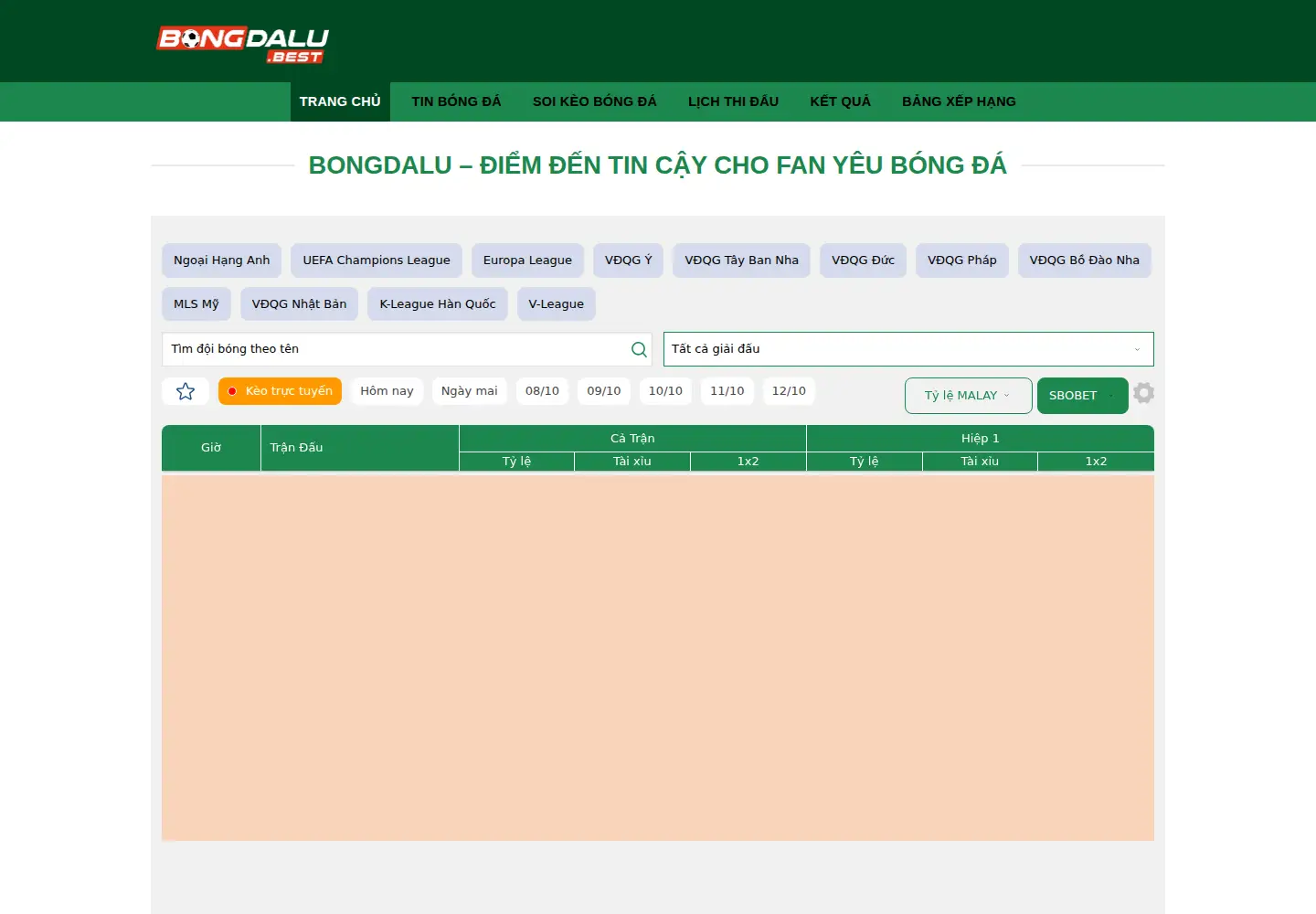 Screenshot of bongdalu.best