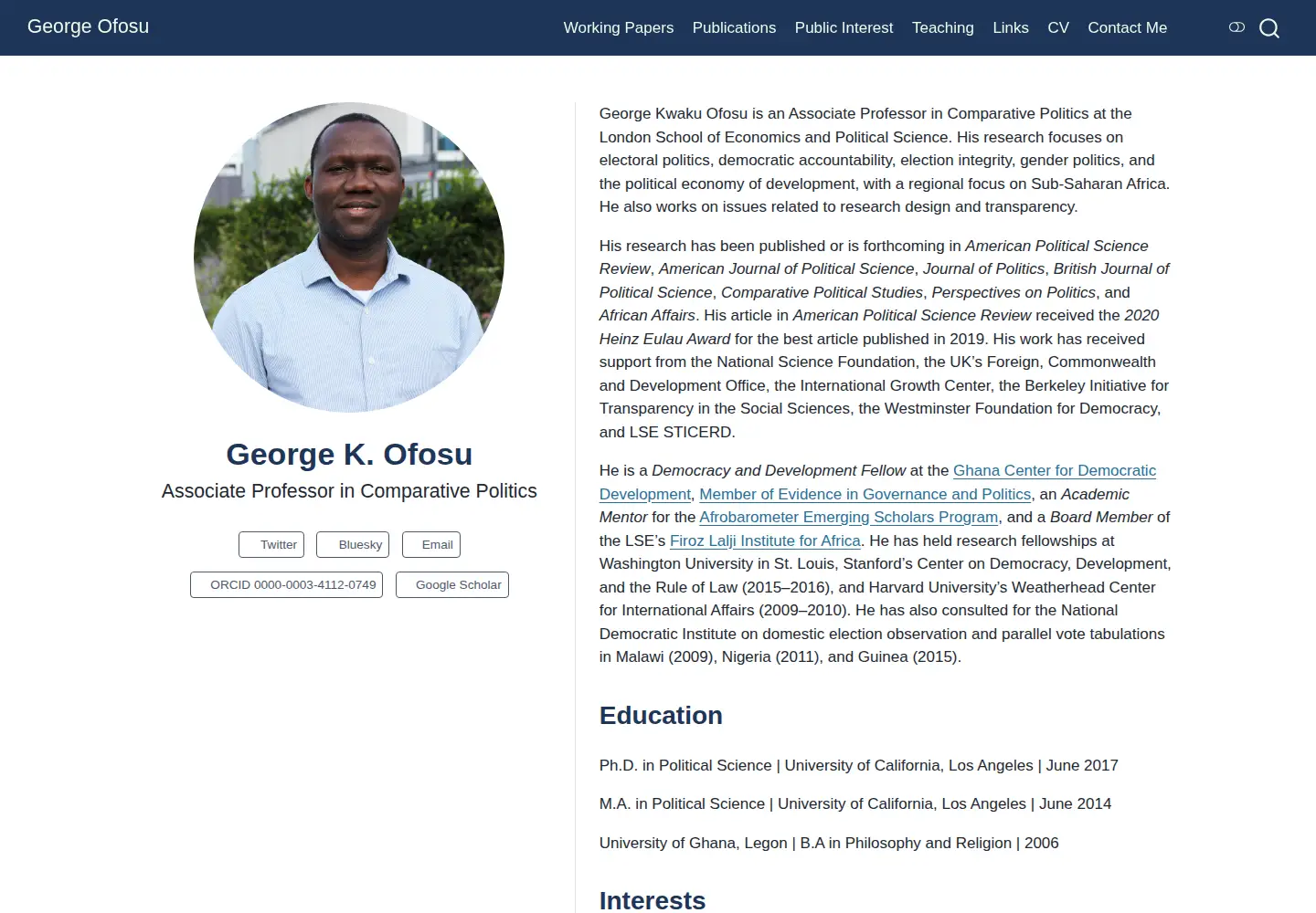 Captured homepage of georgeofosu.com in the current scan