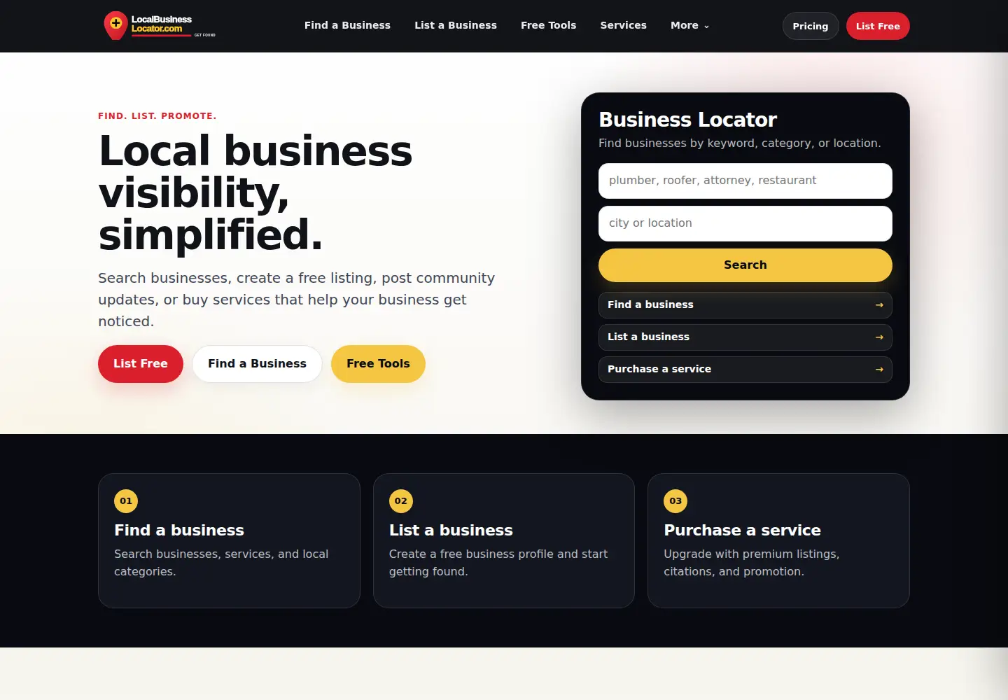 Screenshot of localbusinesslocator.com