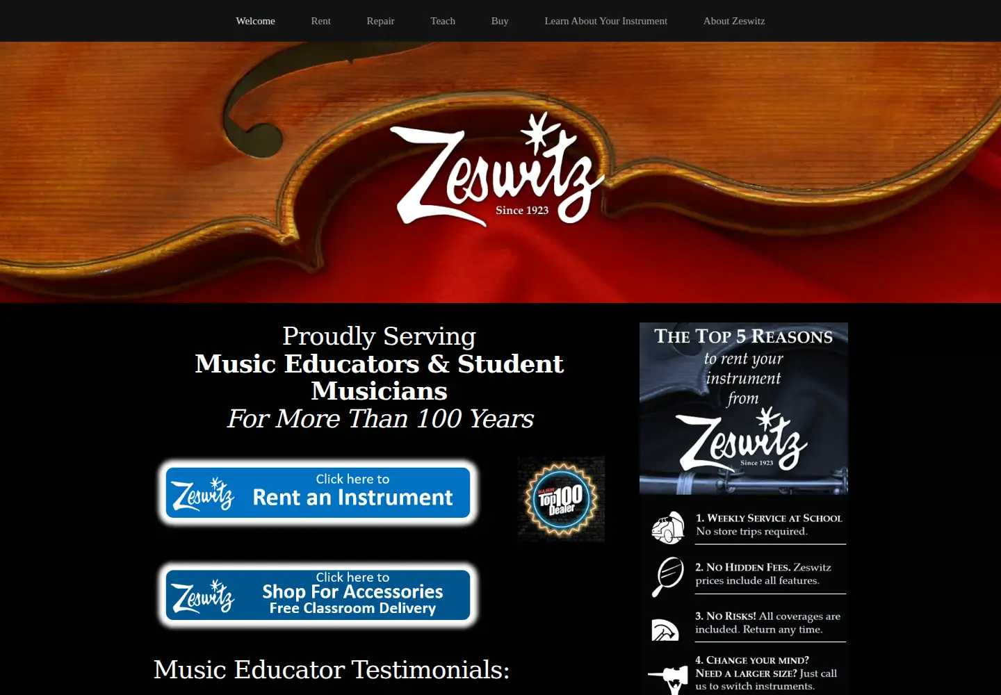 Screenshot of zeswitzmusic.com