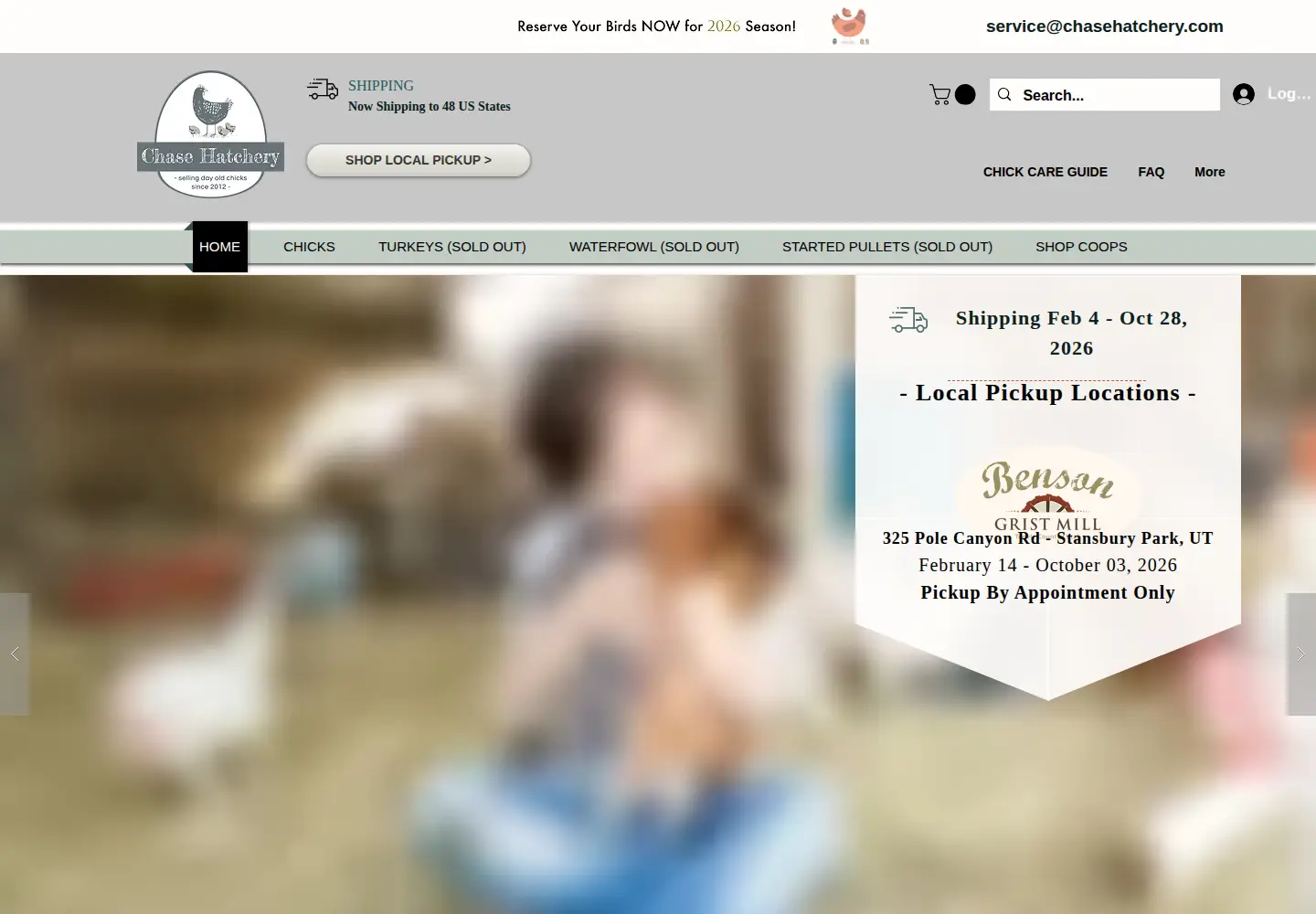 Screenshot of chasehatchery.com