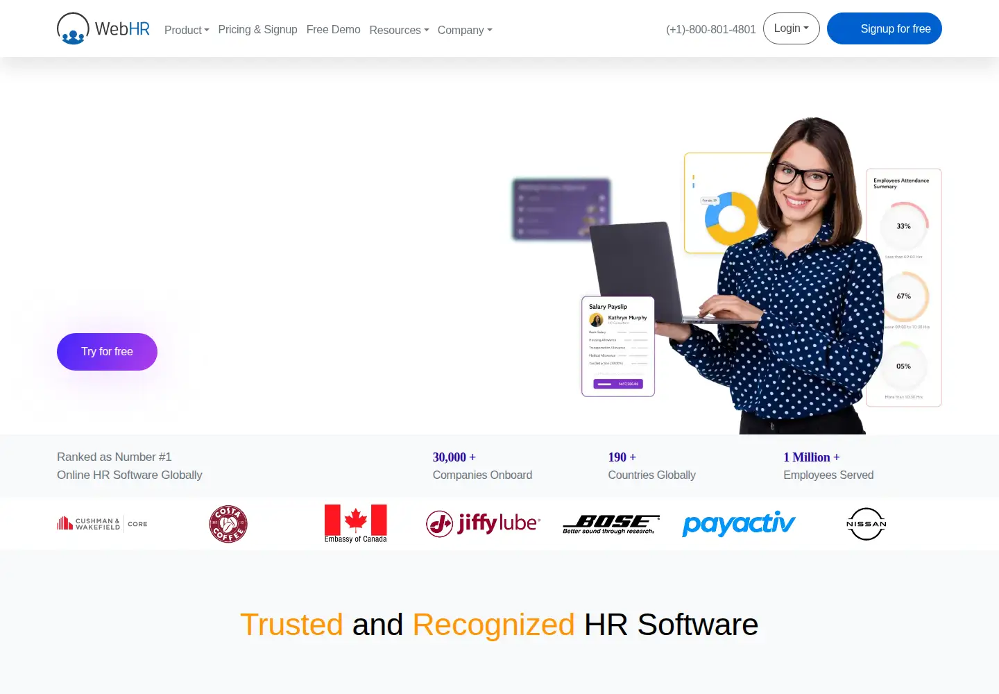 Captured homepage of webhr.co in the current scan