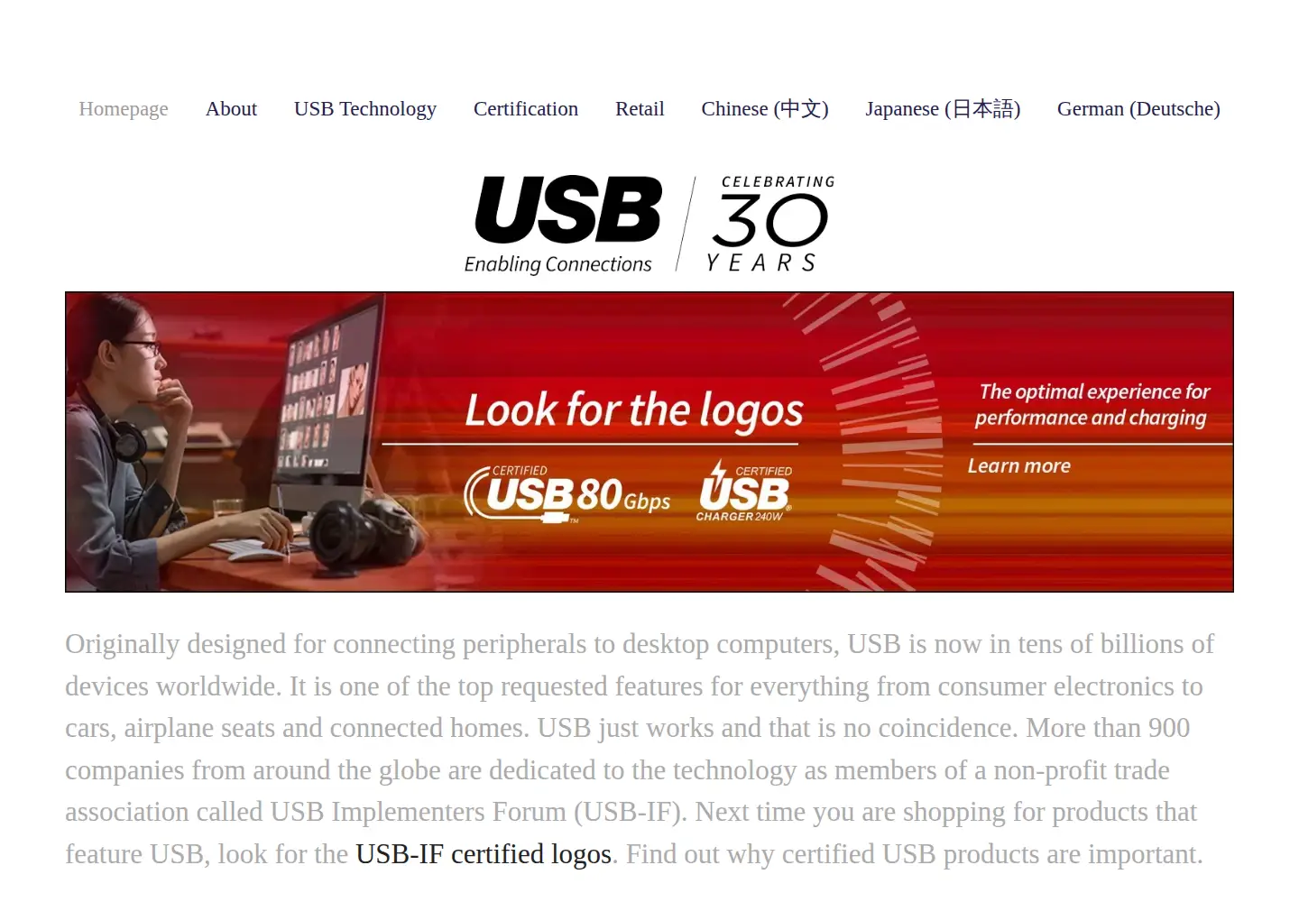 Screenshot of enablingusb.org