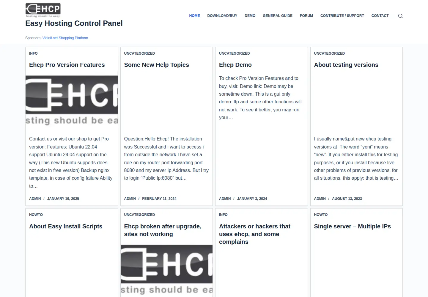 Captured homepage of ehcp.net in the current scan