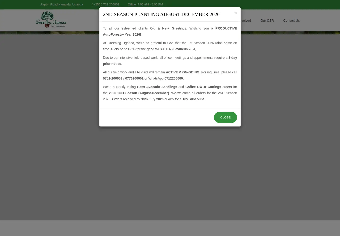 Captured homepage of greeninguganda.com in the current scan