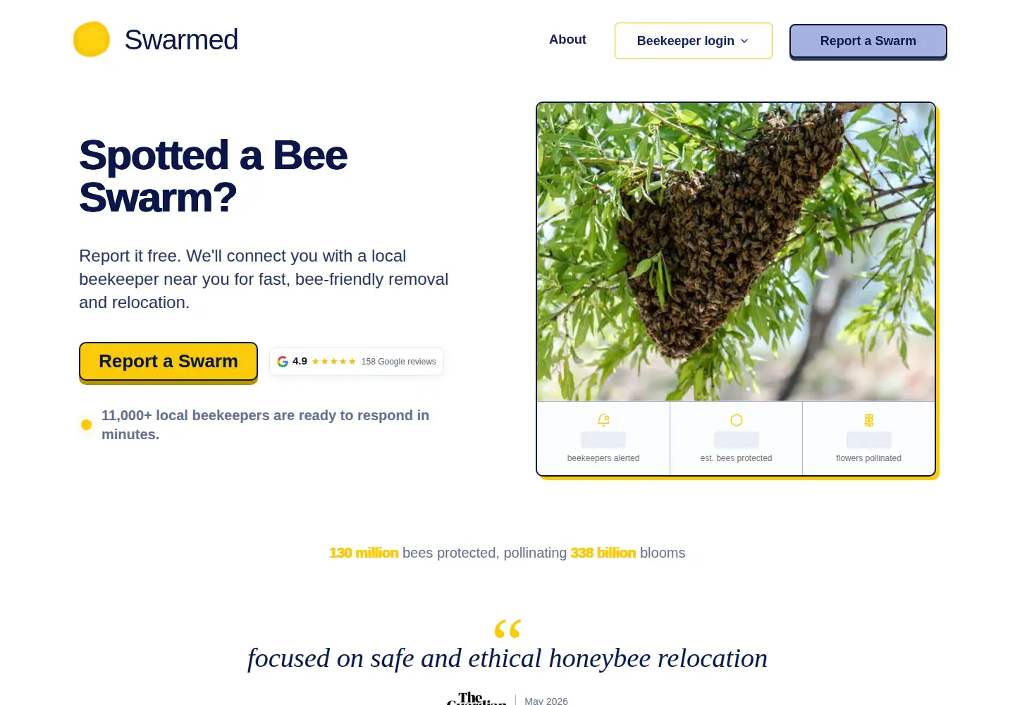 Captured homepage of beeswarmed.org in the current scan
