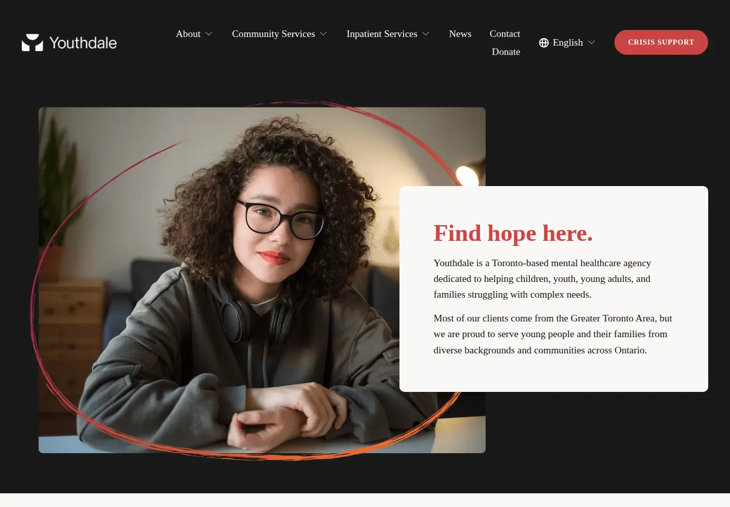 Screenshot of youthdale.ca