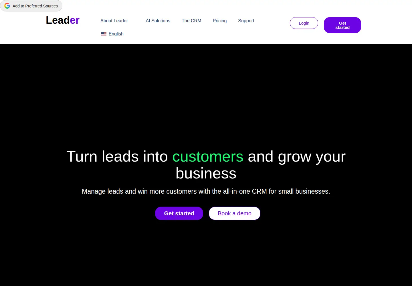 Screenshot of leader.net