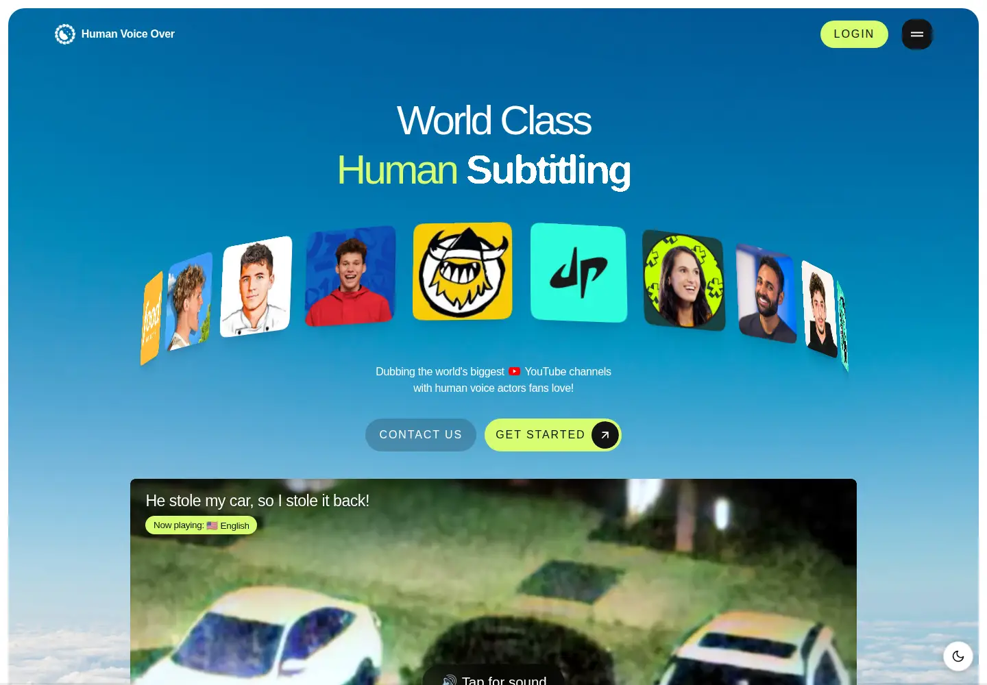 Screenshot of humanvoiceover.com
