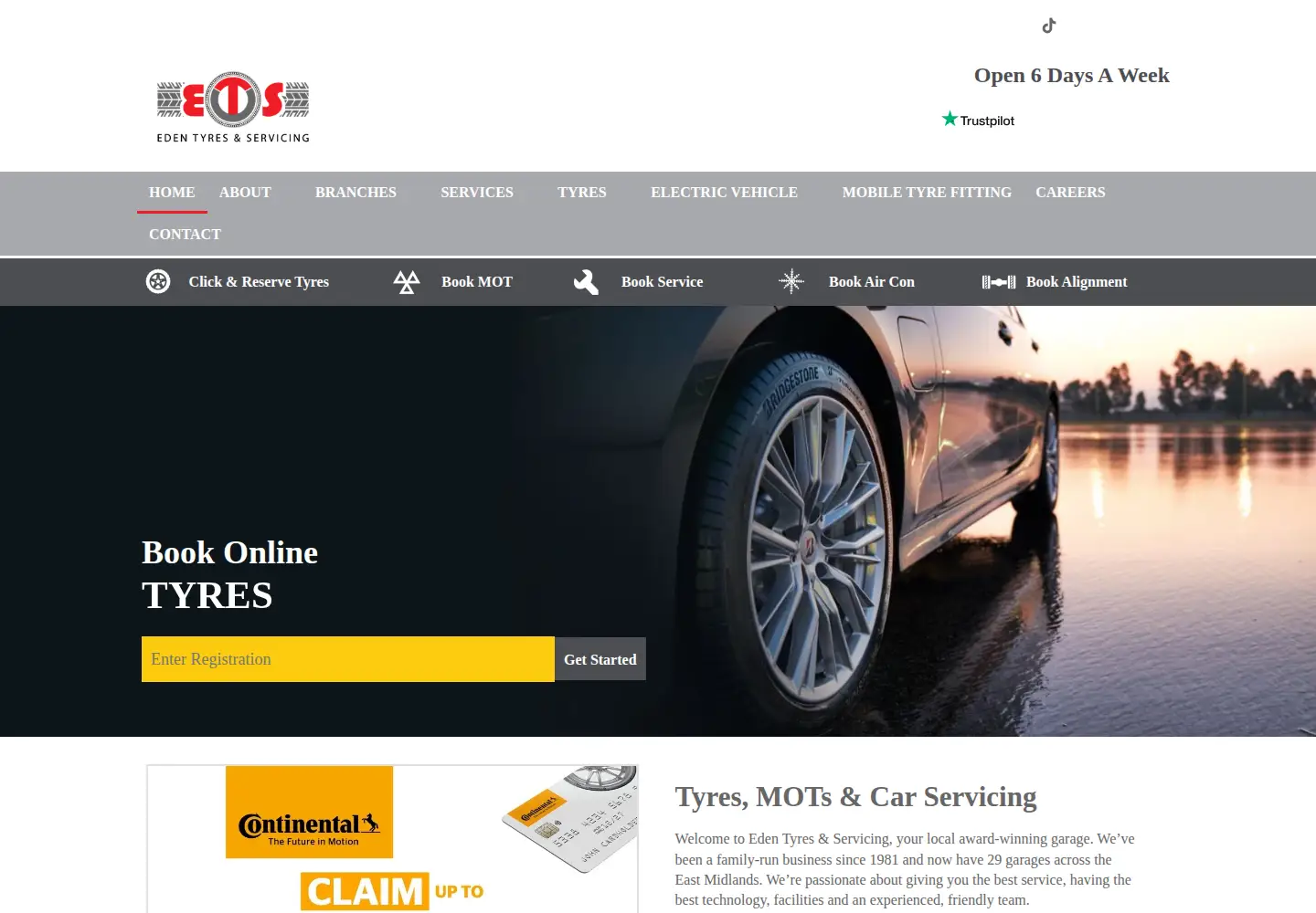 Screenshot of edentyres.com