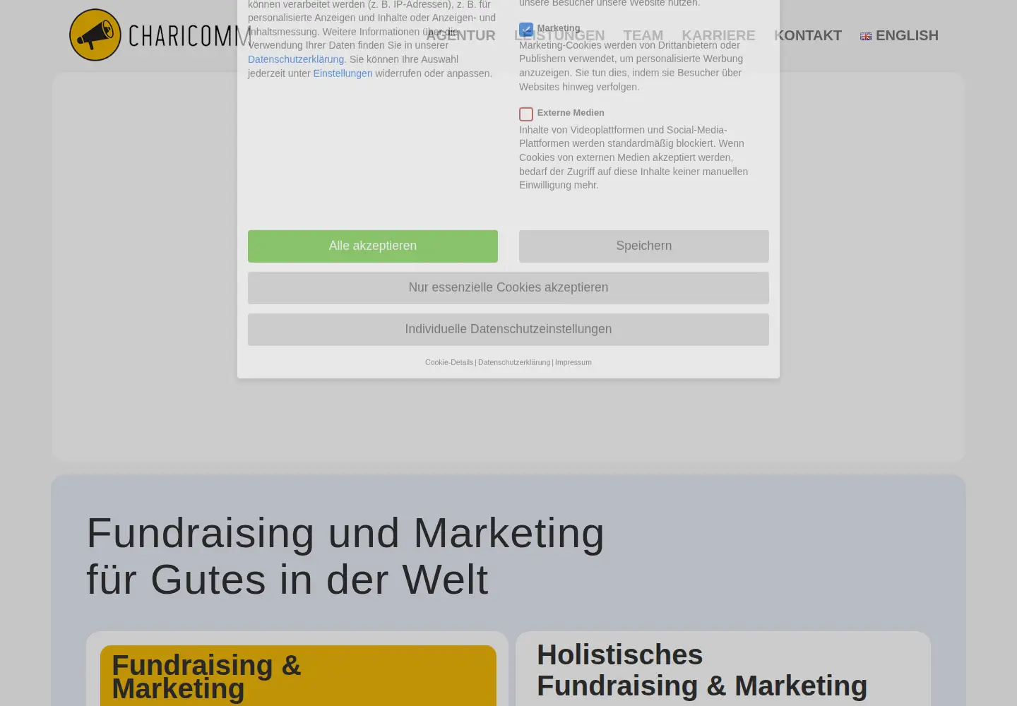 Captured homepage of charicomm.org in the current scan