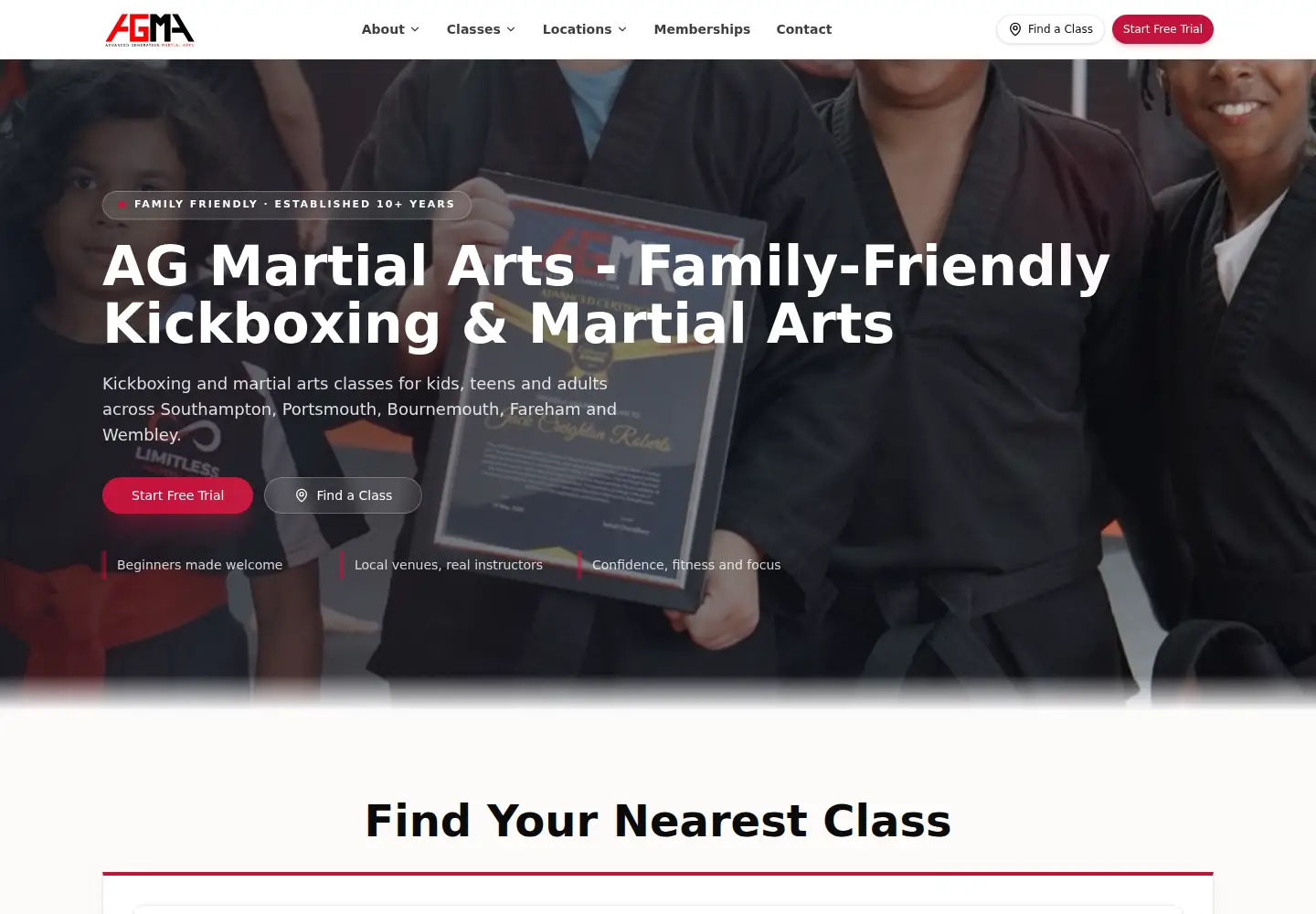 Screenshot of agmartialarts.co.uk