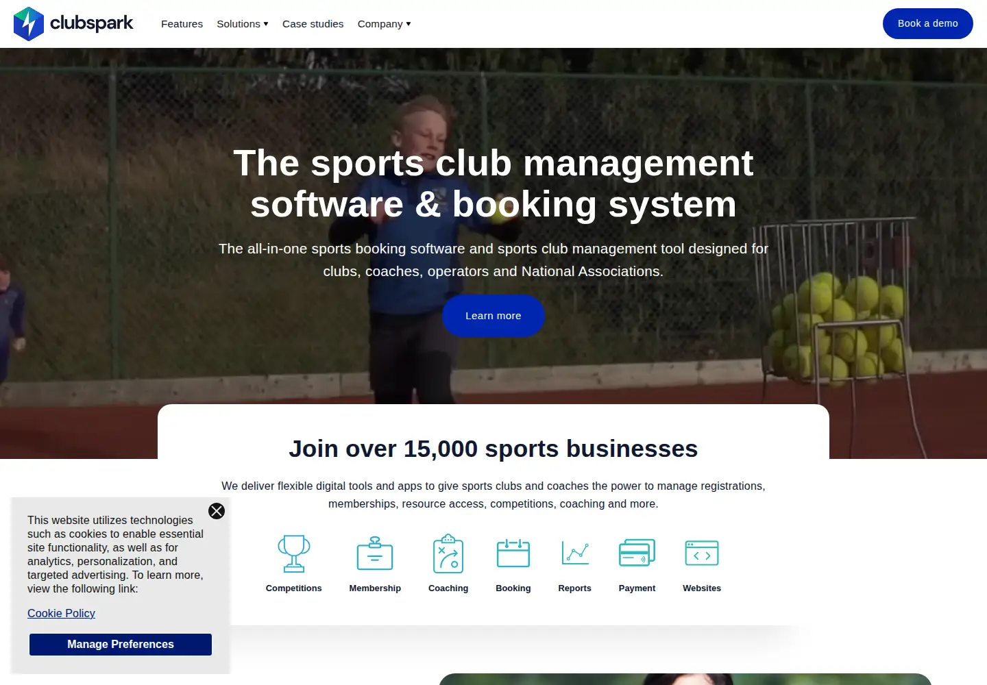 Screenshot of clubspark.co.uk