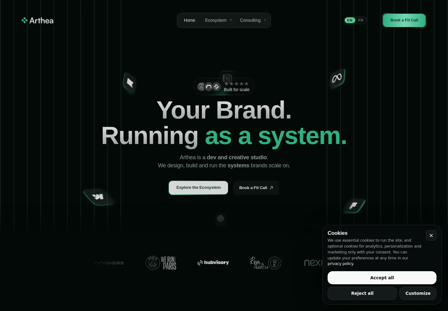 Captured homepage of arthea.ai in the current scan