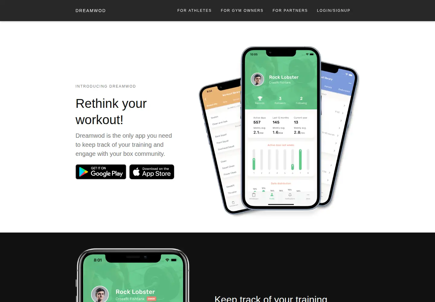Captured homepage of dreamwod.app in the current scan