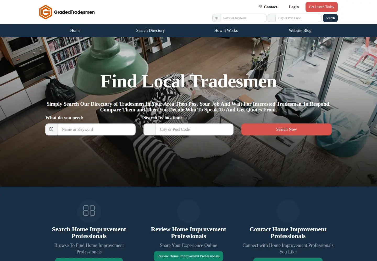 Captured homepage of gradedtradesmen.com in the current scan