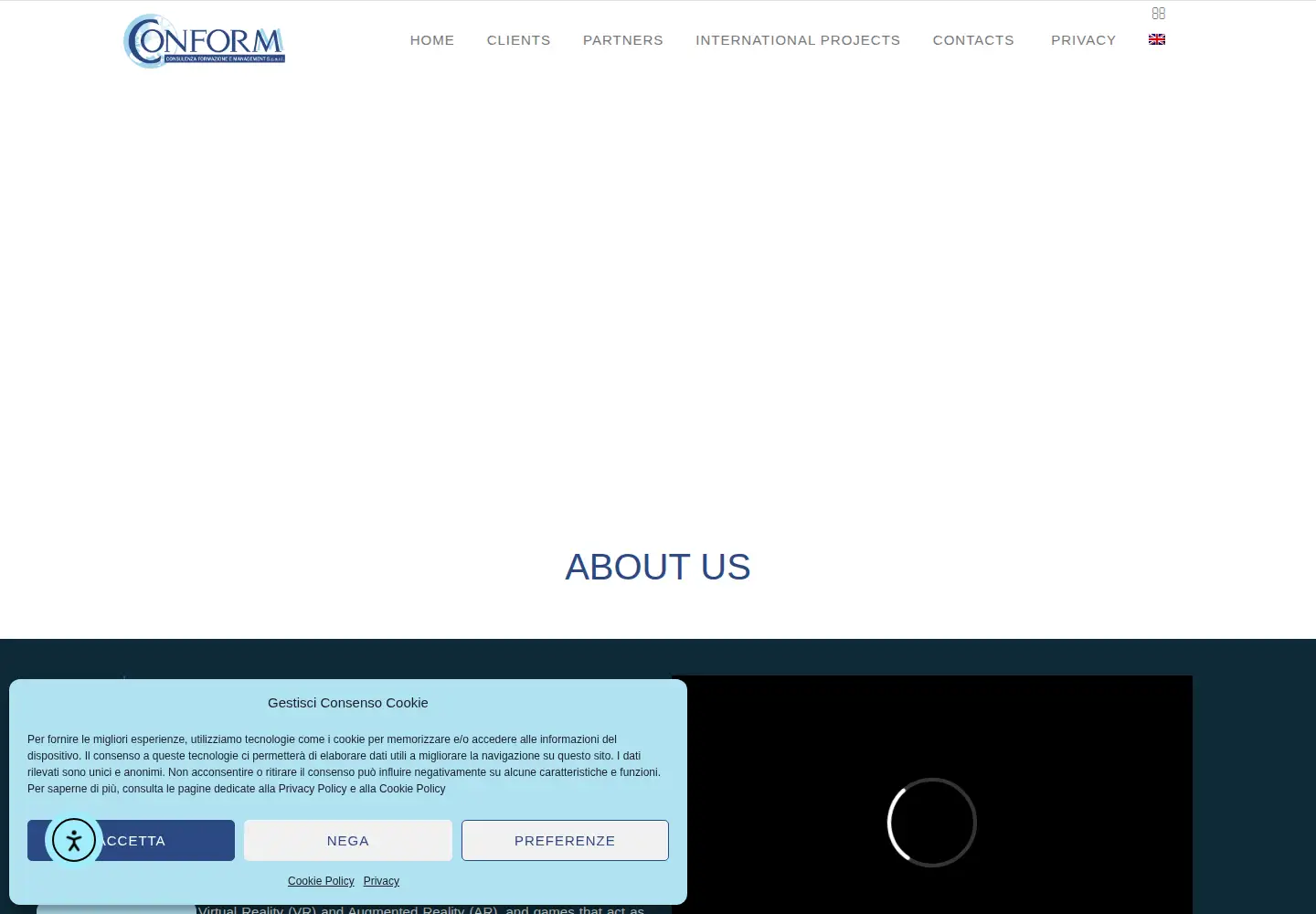 Captured homepage of conform.it in the current scan