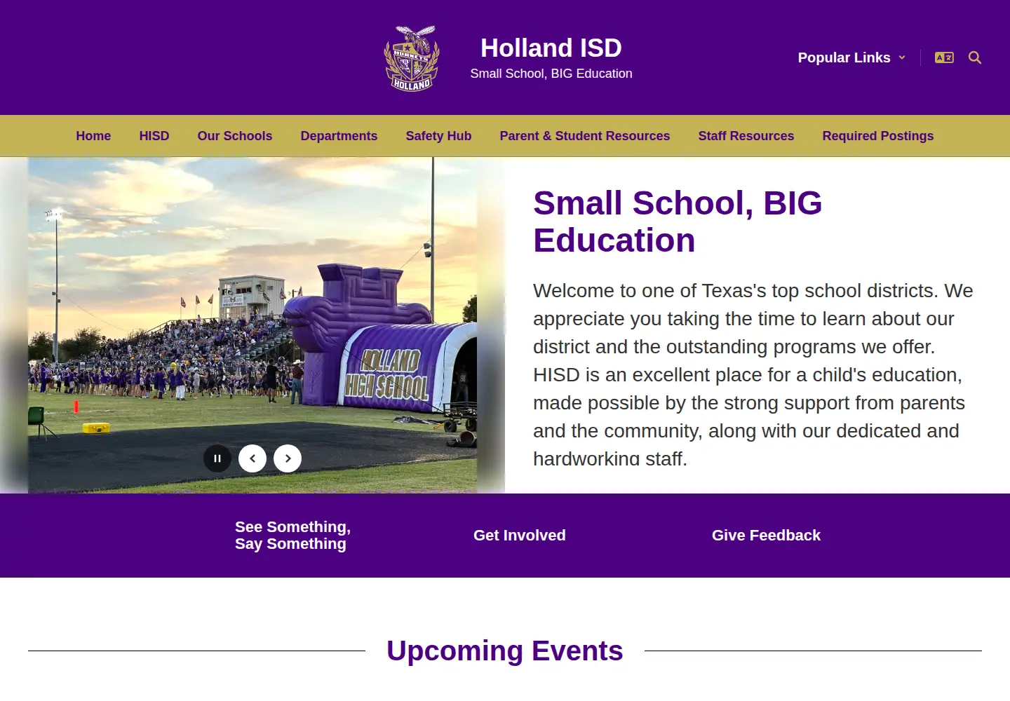 Captured homepage of hollandisd.org in the current scan