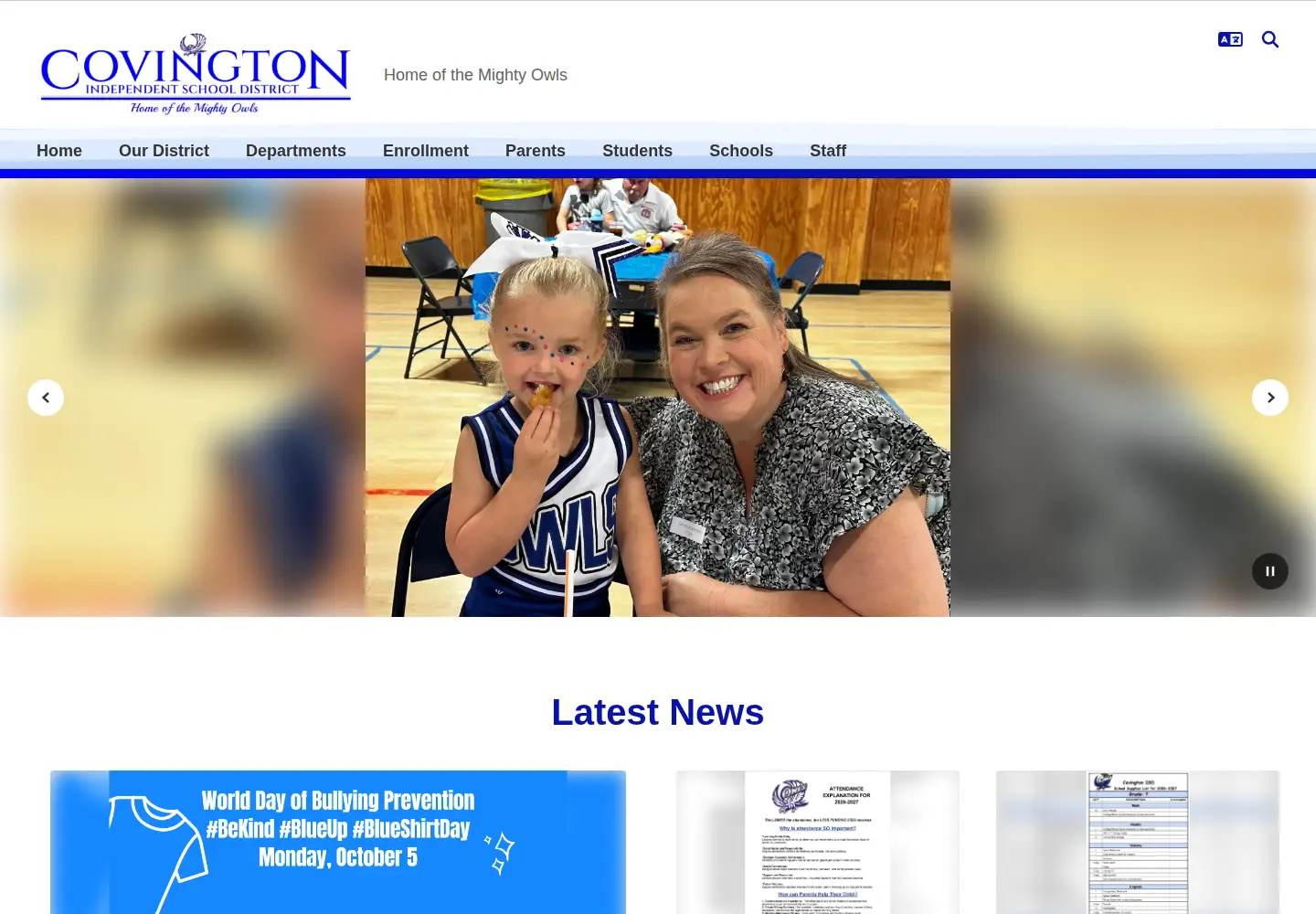 Screenshot of covingtonisd.org