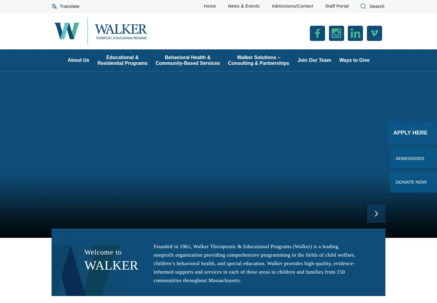 Captured homepage of walkercares.org in the current scan