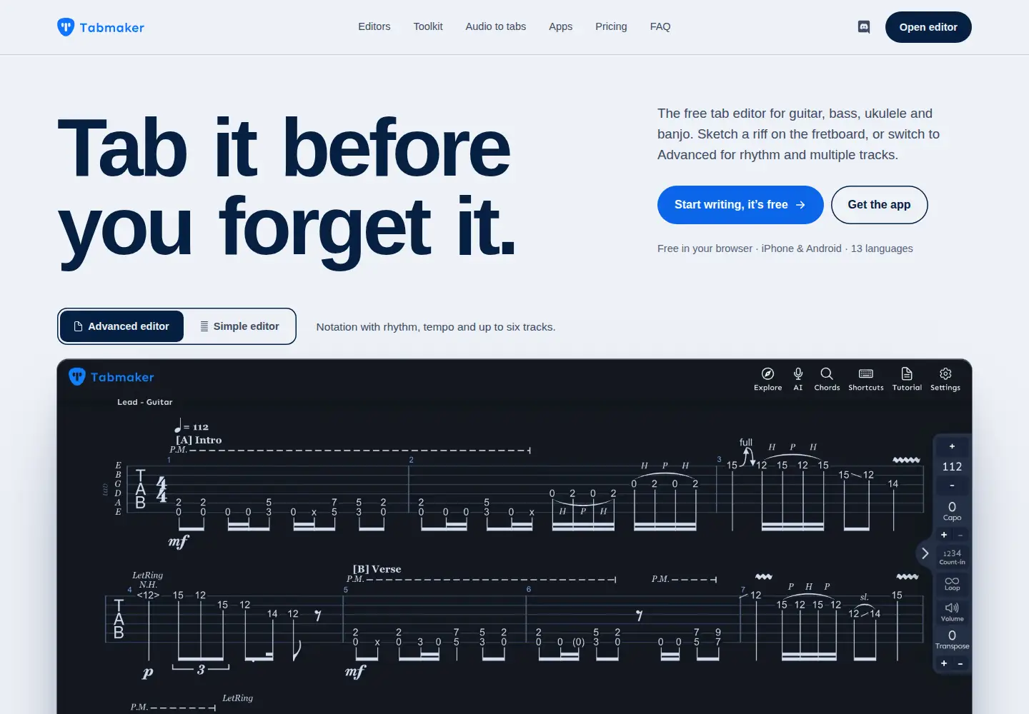 Screenshot of tab-maker.com