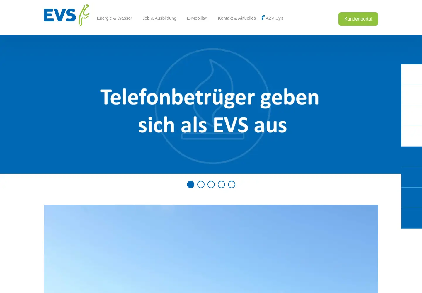 Captured homepage of energieversorgung-sylt.de in the current scan