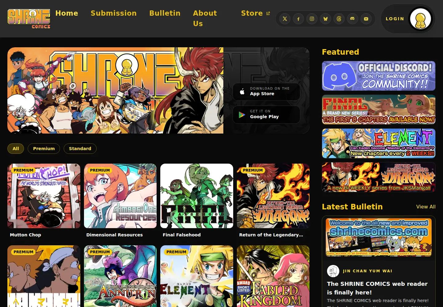 Screenshot of shrinecomics.com