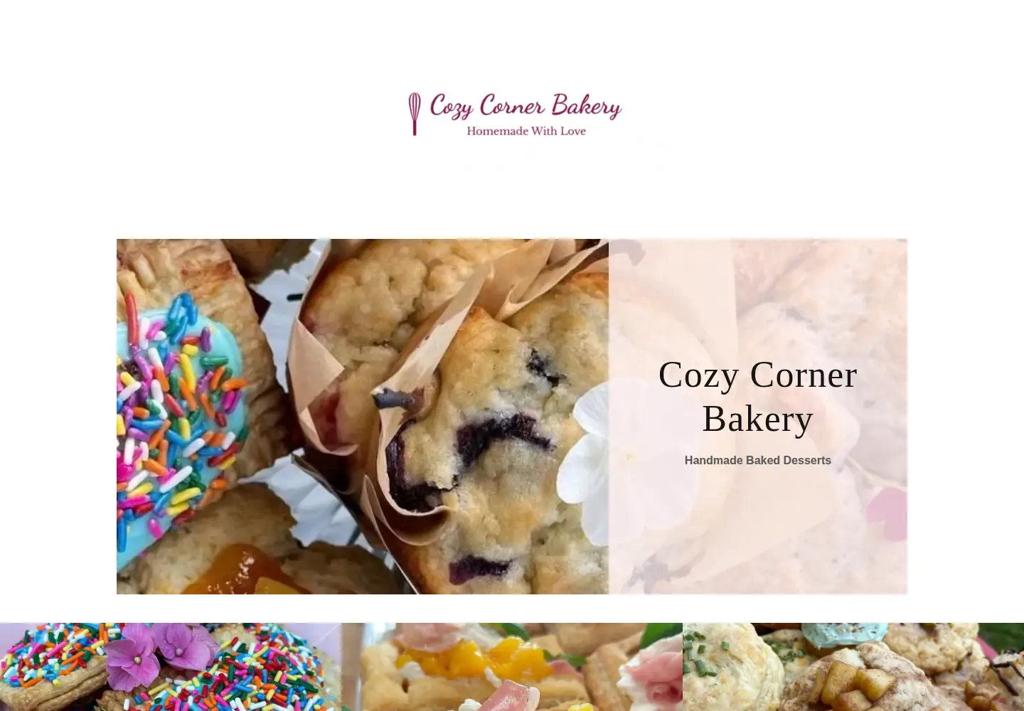 Captured homepage of cozycornerbakery.com in the current scan