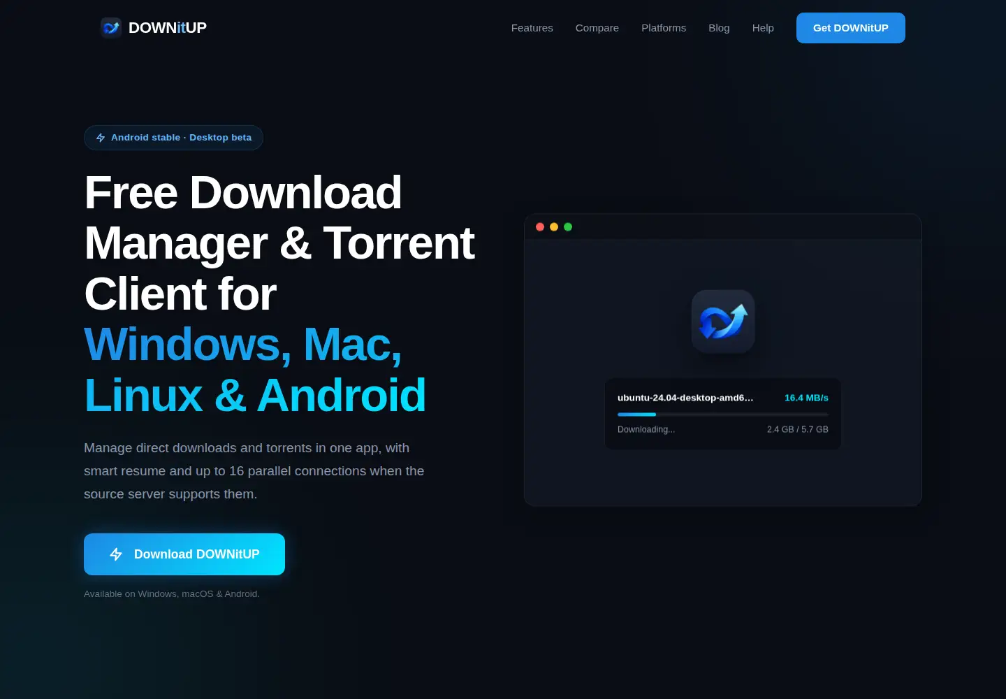 Captured homepage of downitup.com in the current scan