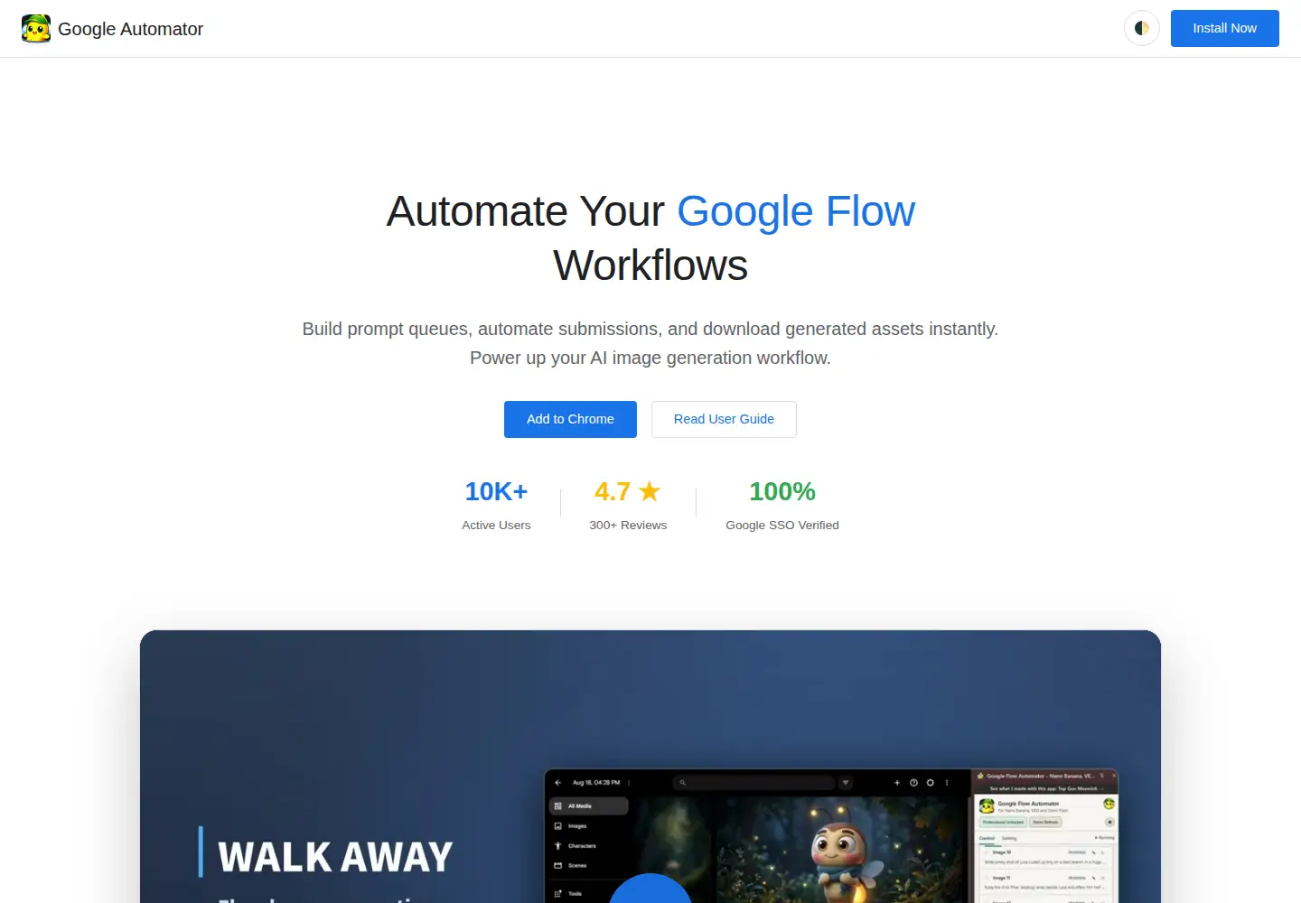 Captured homepage of googleautomator.com in the current scan