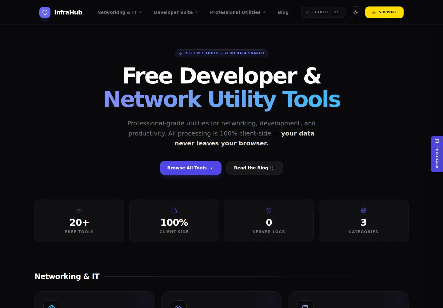 Screenshot of infrahub.ninja