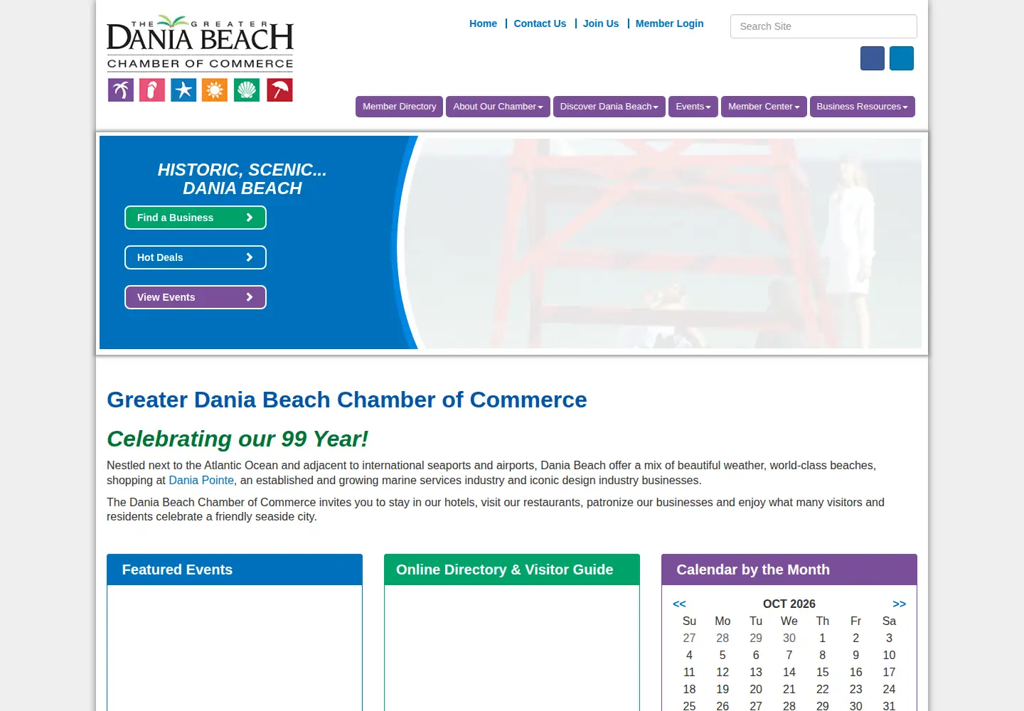 Screenshot of daniabeachchamber.org