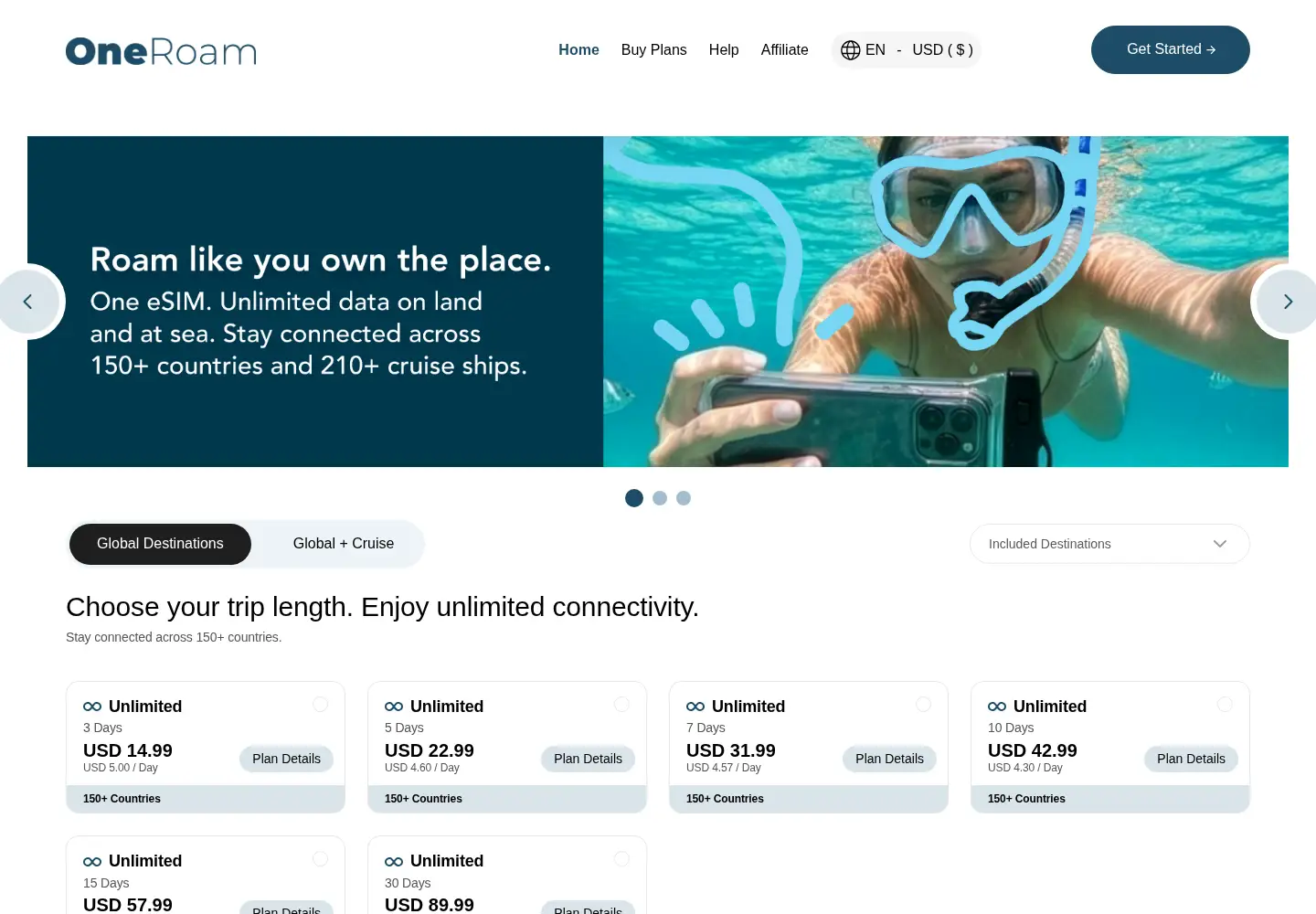 Screenshot of oneroam.com