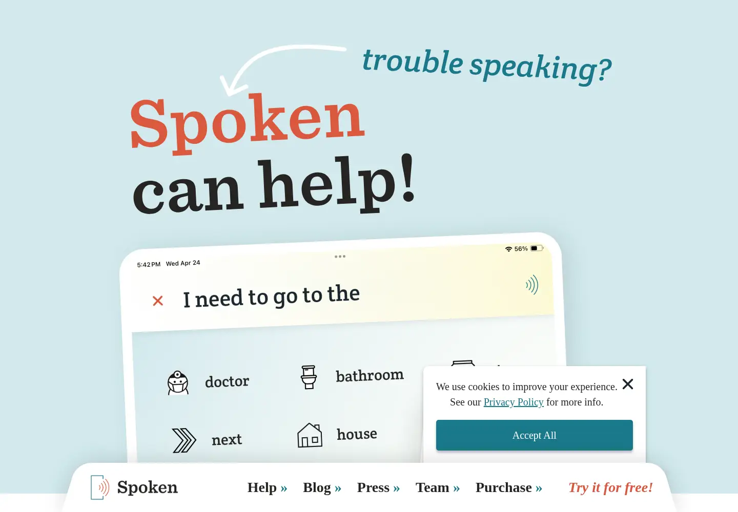 Screenshot of spokenaac.com