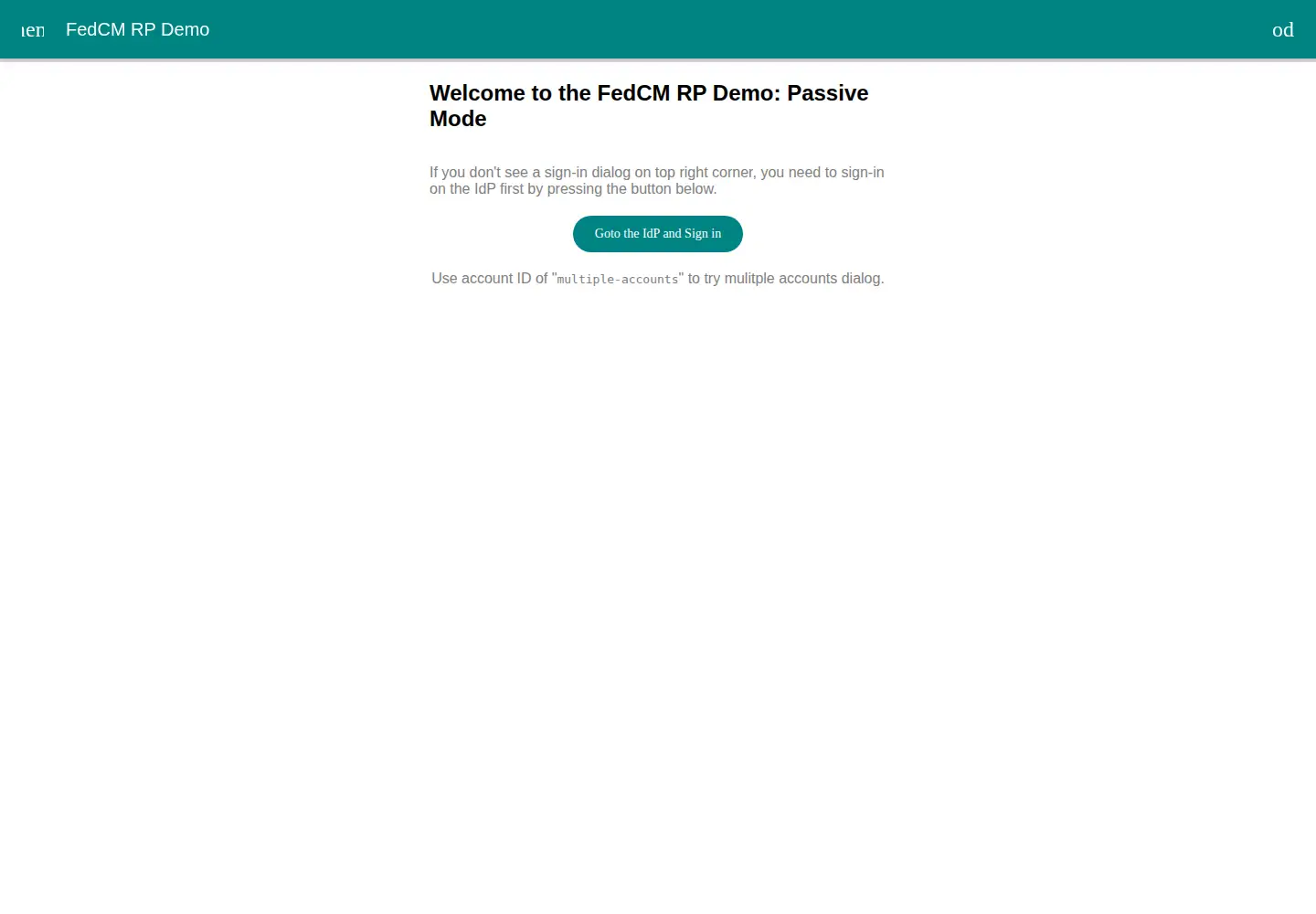 Screenshot of fedcm-demo-rp.dev