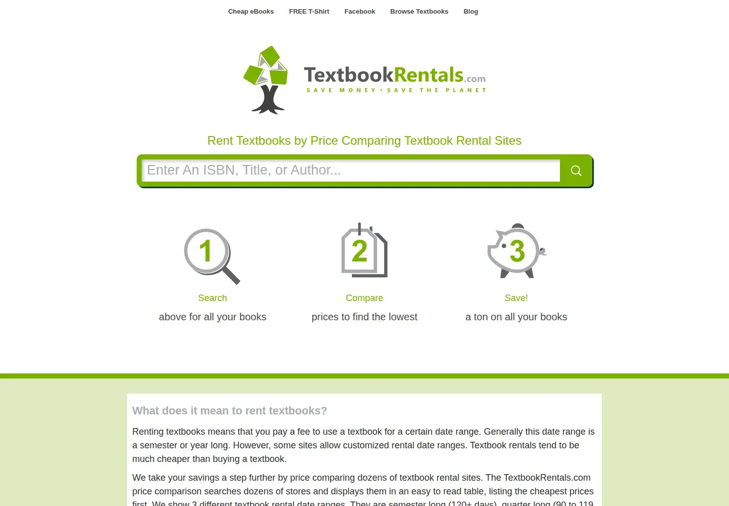 Screenshot of textbookrentals.com