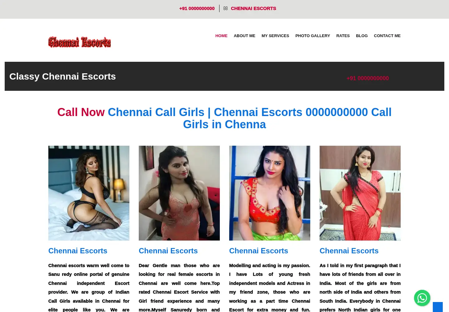 Screenshot of classychennaiescorts.com