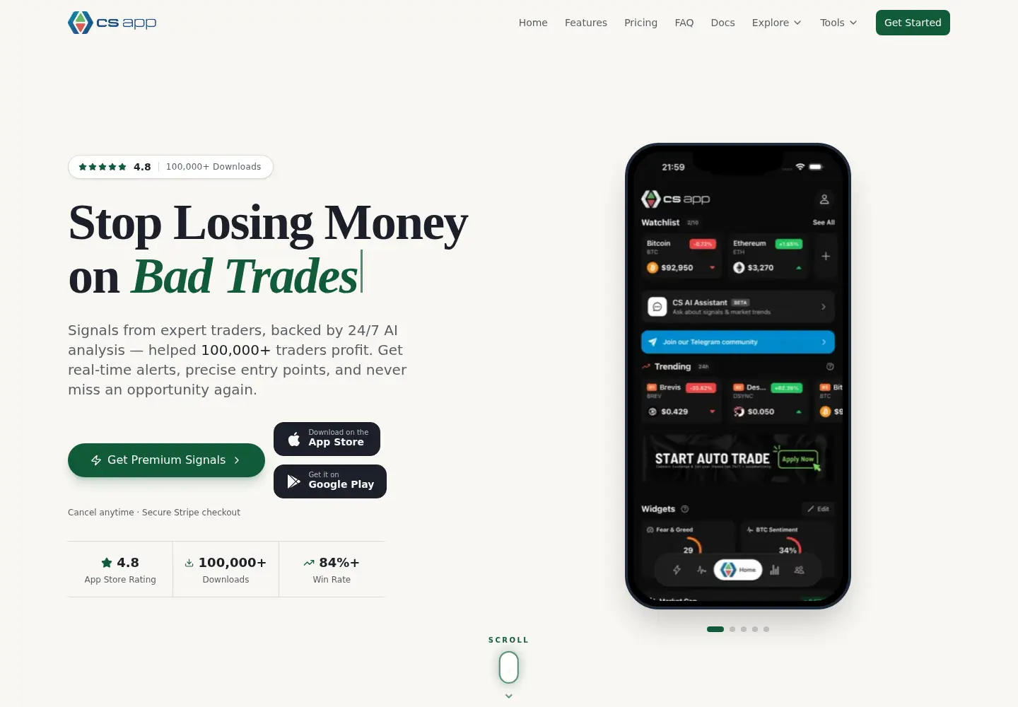 Screenshot of cryptosignalapp.com