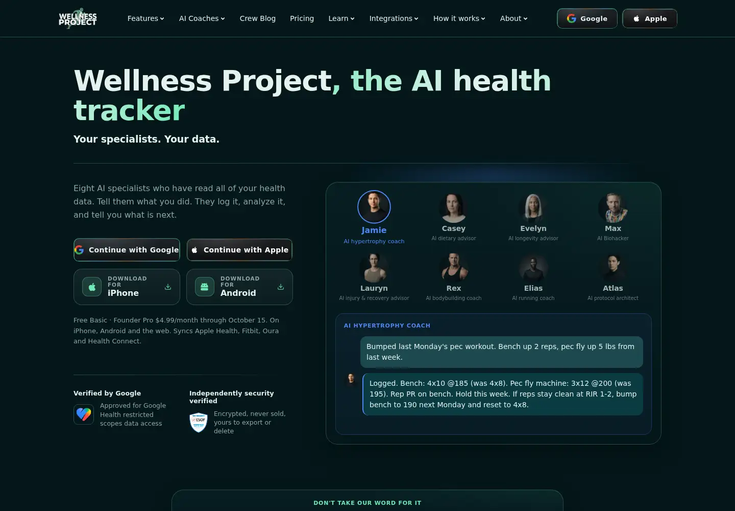 Screenshot of wellnessproject.ai