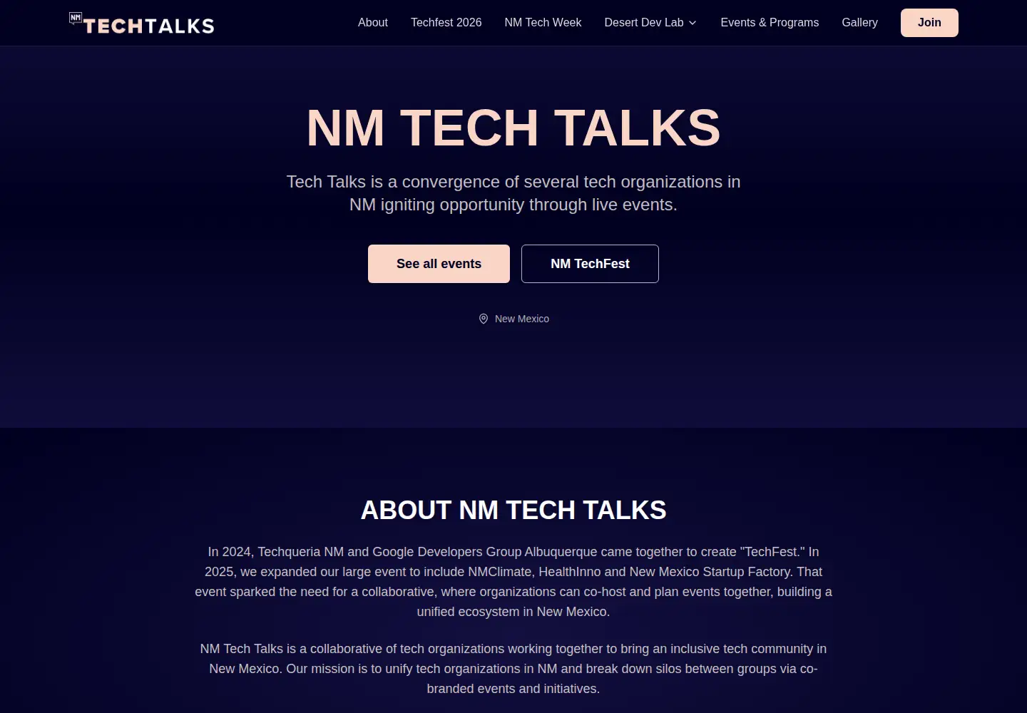 Captured homepage of nmtechtalks.com in the current scan