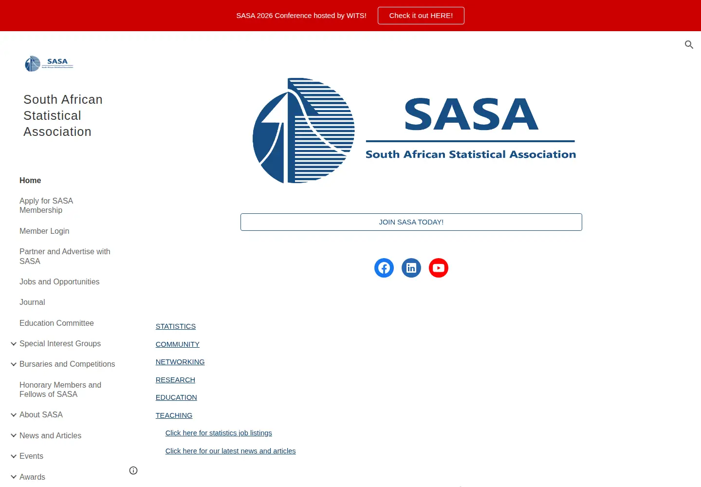 Screenshot of sastat.org
