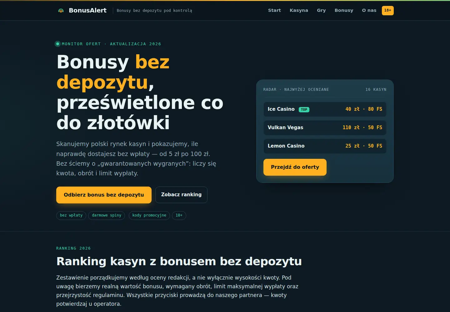 Captured homepage of foodalert.pl in the current scan