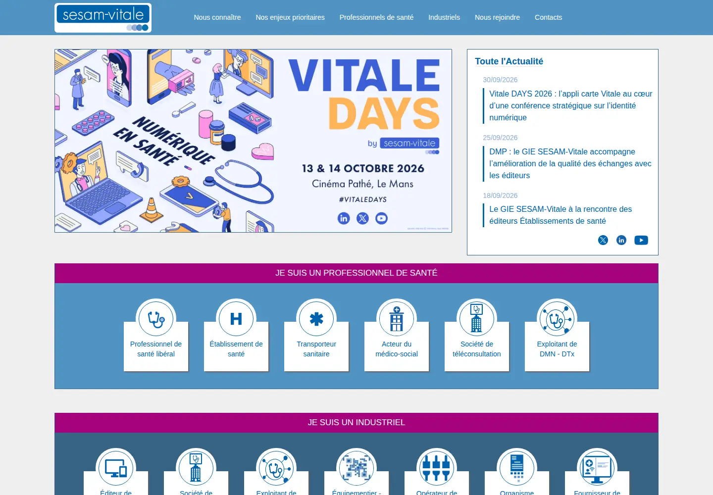 Screenshot of sesam-vitale.fr