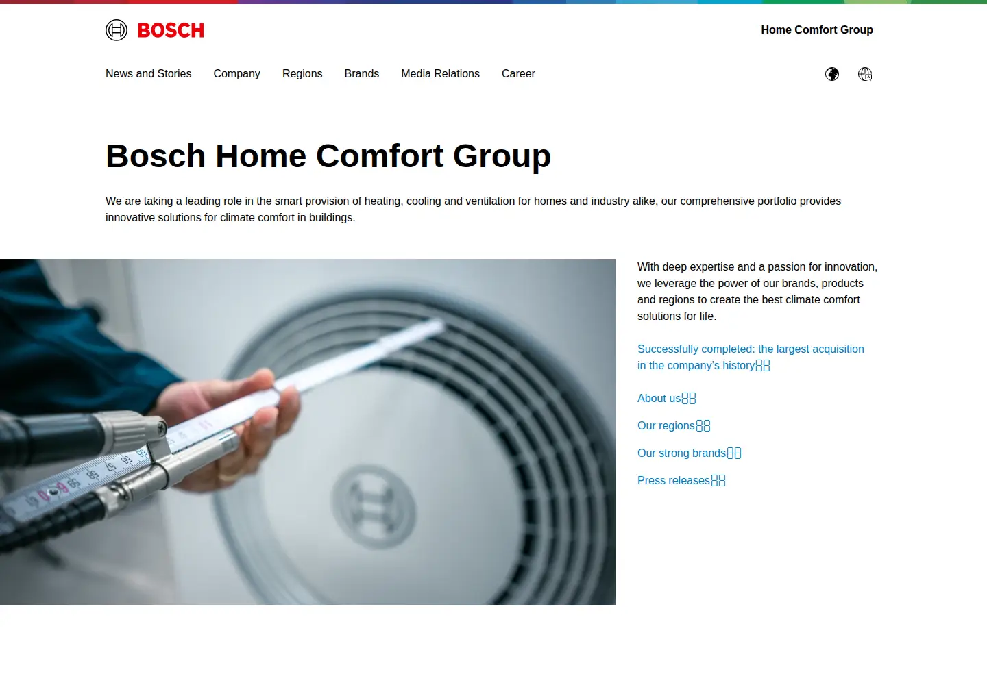 Screenshot of bosch-homecomfortgroup.com