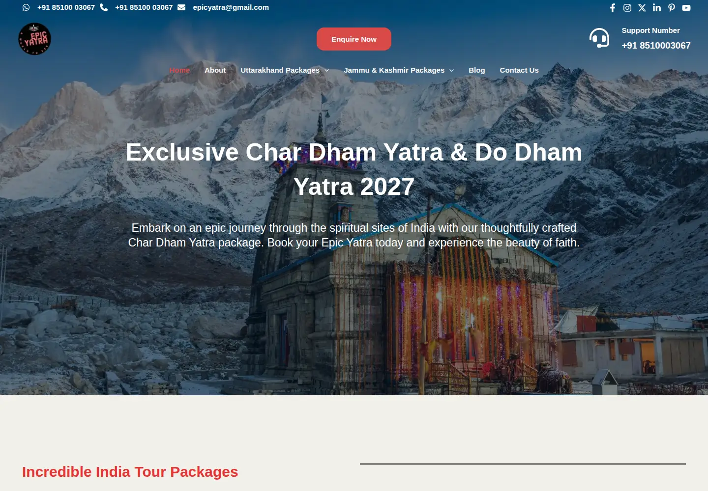 Screenshot of epicyatra.in