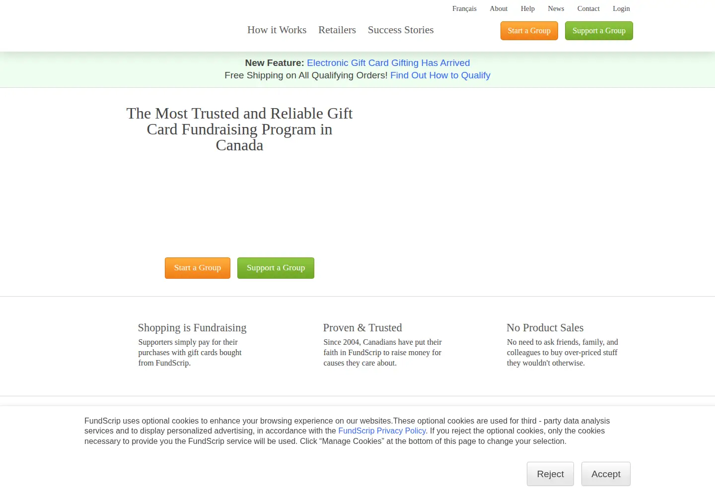 Captured homepage of fundscrip.com in the current scan