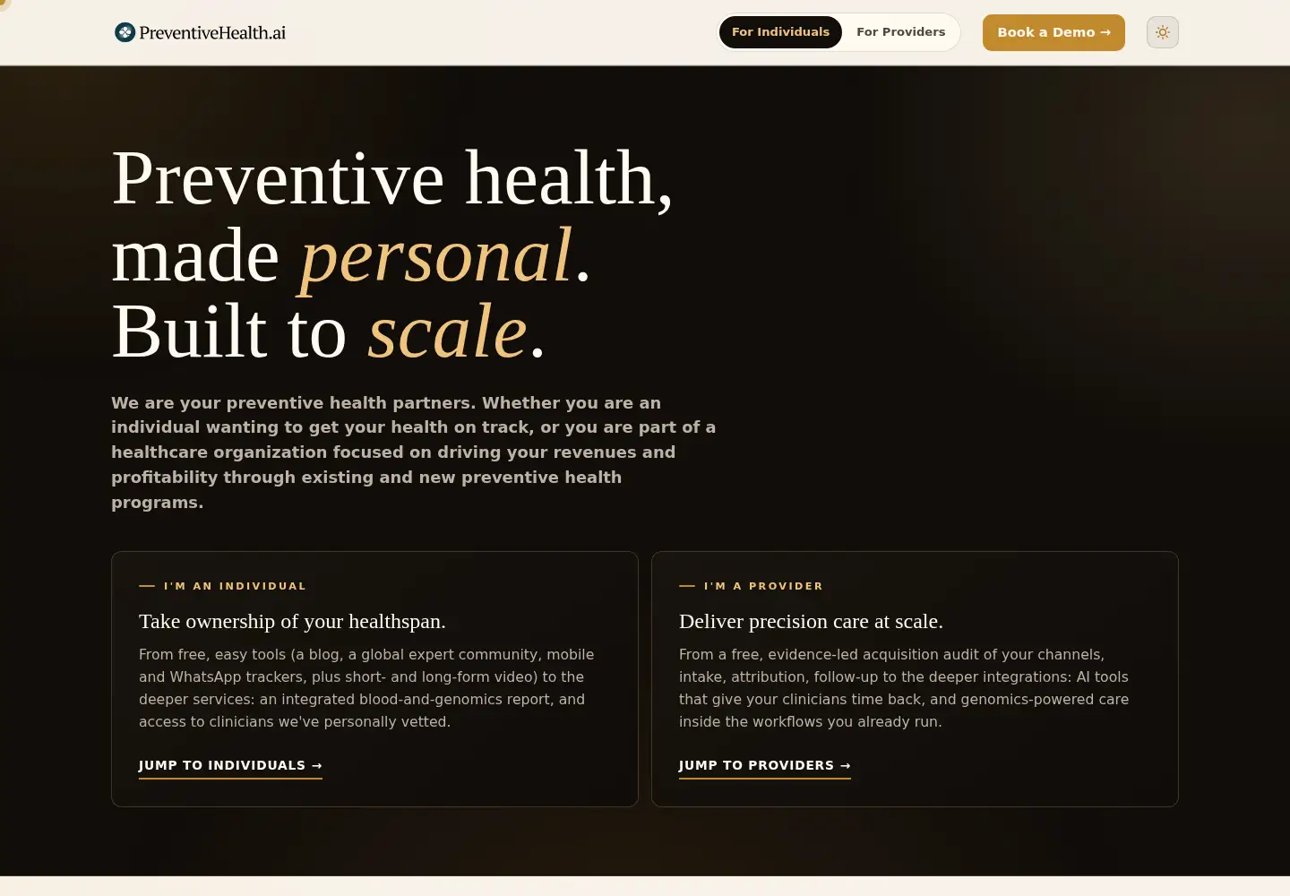 Screenshot of preventivehealth.ai