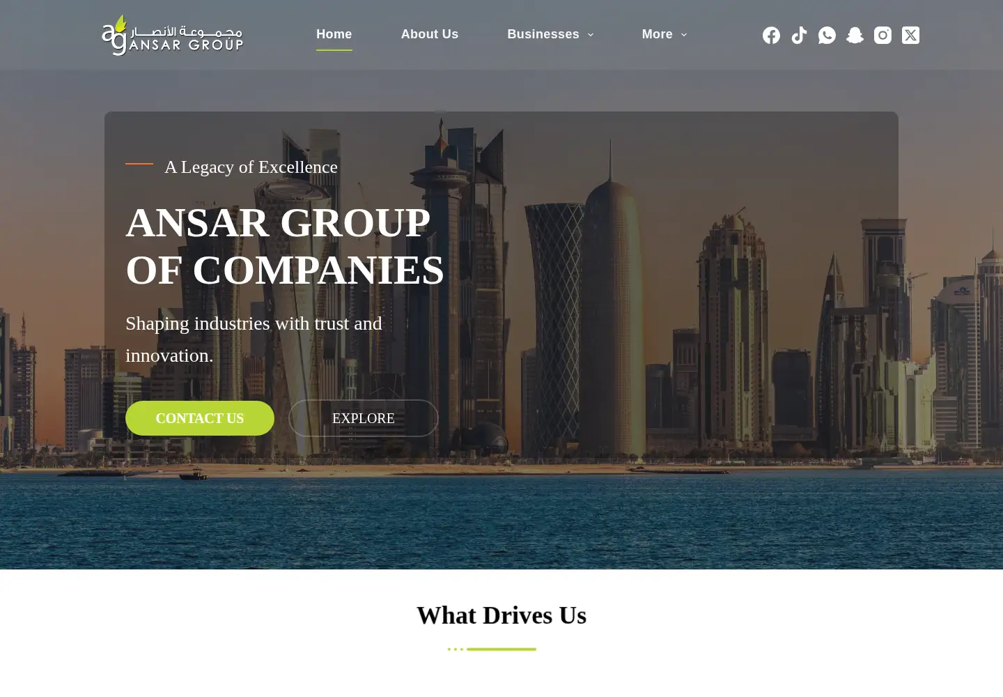 Captured homepage of ansar-group.com in the current scan