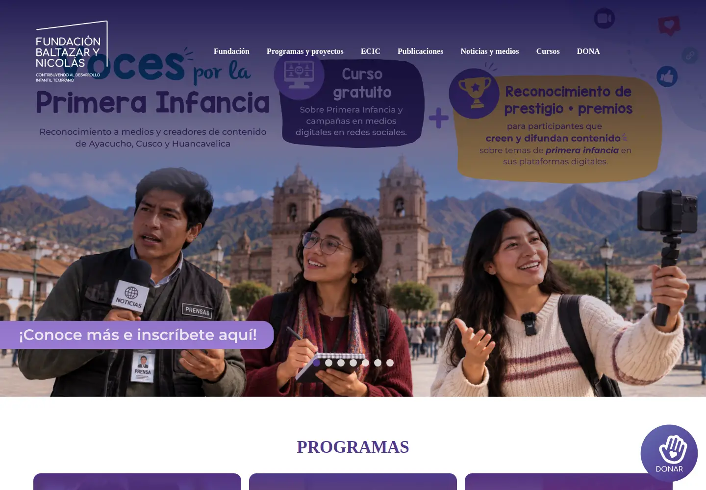 Captured homepage of fundacionbaltazarynicolas.org in the current scan