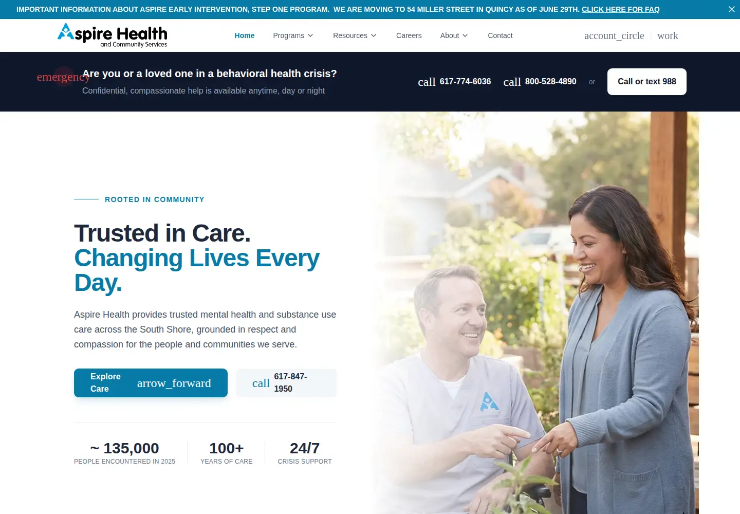 Captured homepage of aspirehealthalliance.org in the current scan